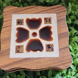 Vintage Mosaic Coasters With Wood Backing